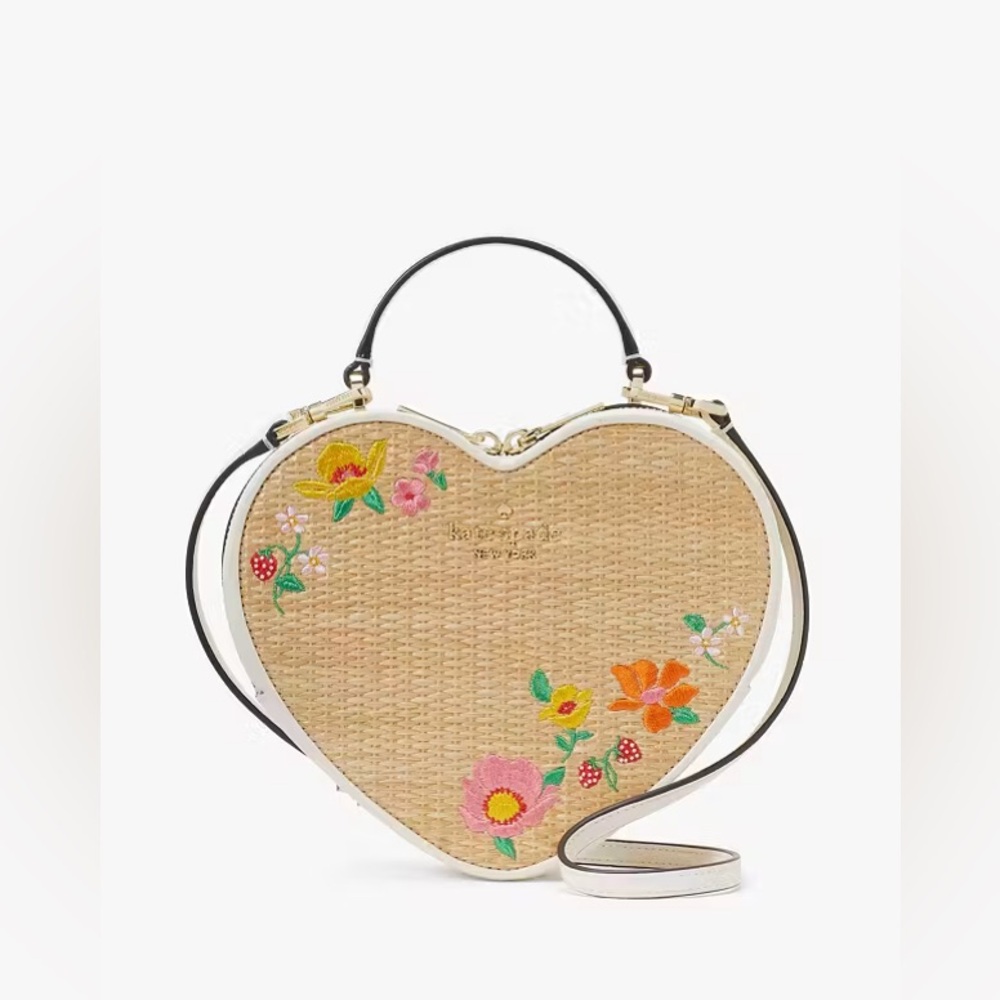 ♠️BRAND NWT KATE SPADE OUTLET  Love Shack Rattan Heart Crossbody🌸🍓🌼🌸🍓🍓♠️♠️